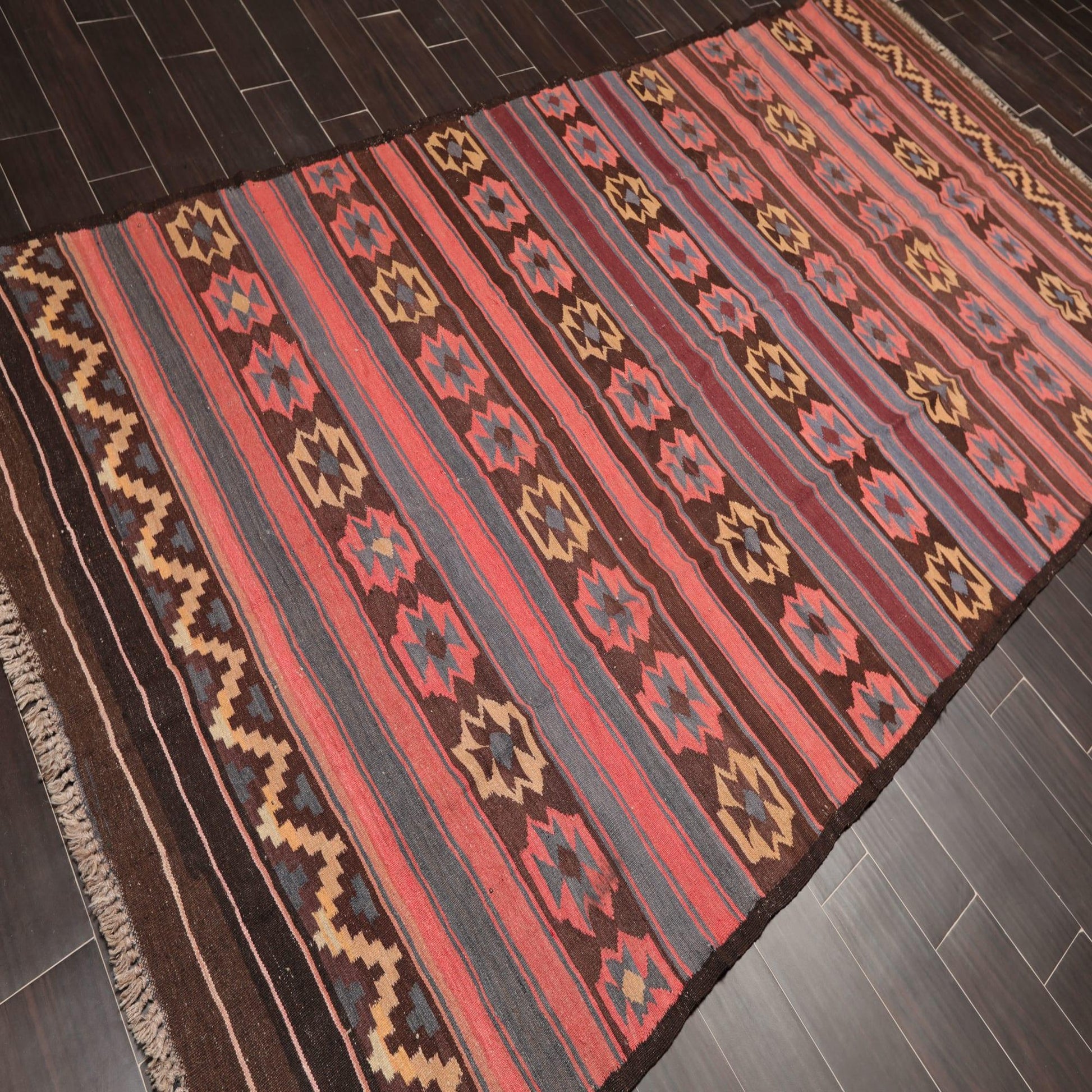 5'5" x 11'6" Vintage Hand-Woven Southwestern Kilim Oriental Area Rug Runner Rose-3