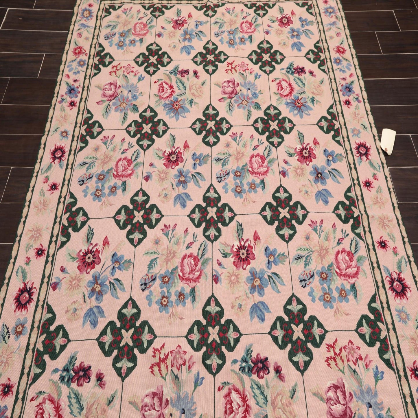 5'9" x 8'9" Hand Woven Traditional French Aubusson Needlepoint Area Rug Apricot-4