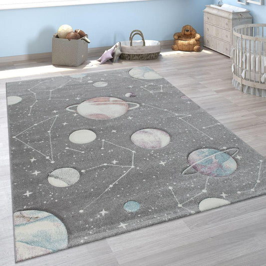 Kids Galaxy Rug Outer Space For Nursery In Grey-0