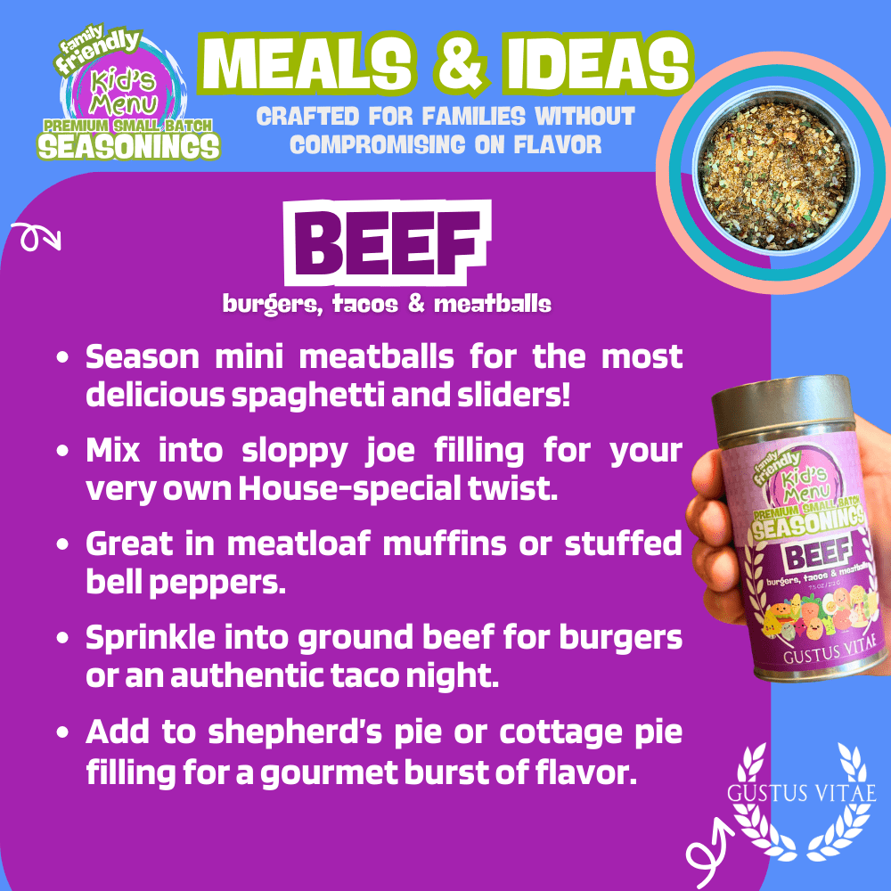 Kid’s Menu: Beef: Burgers, Tacos & Meatballs Seasoning-2
