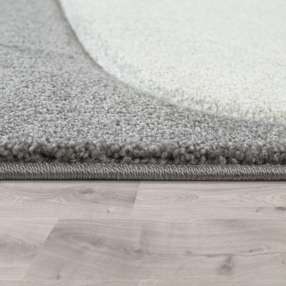 Kids Room Rug Cosmo with Clouds in Pastel Grey White-1