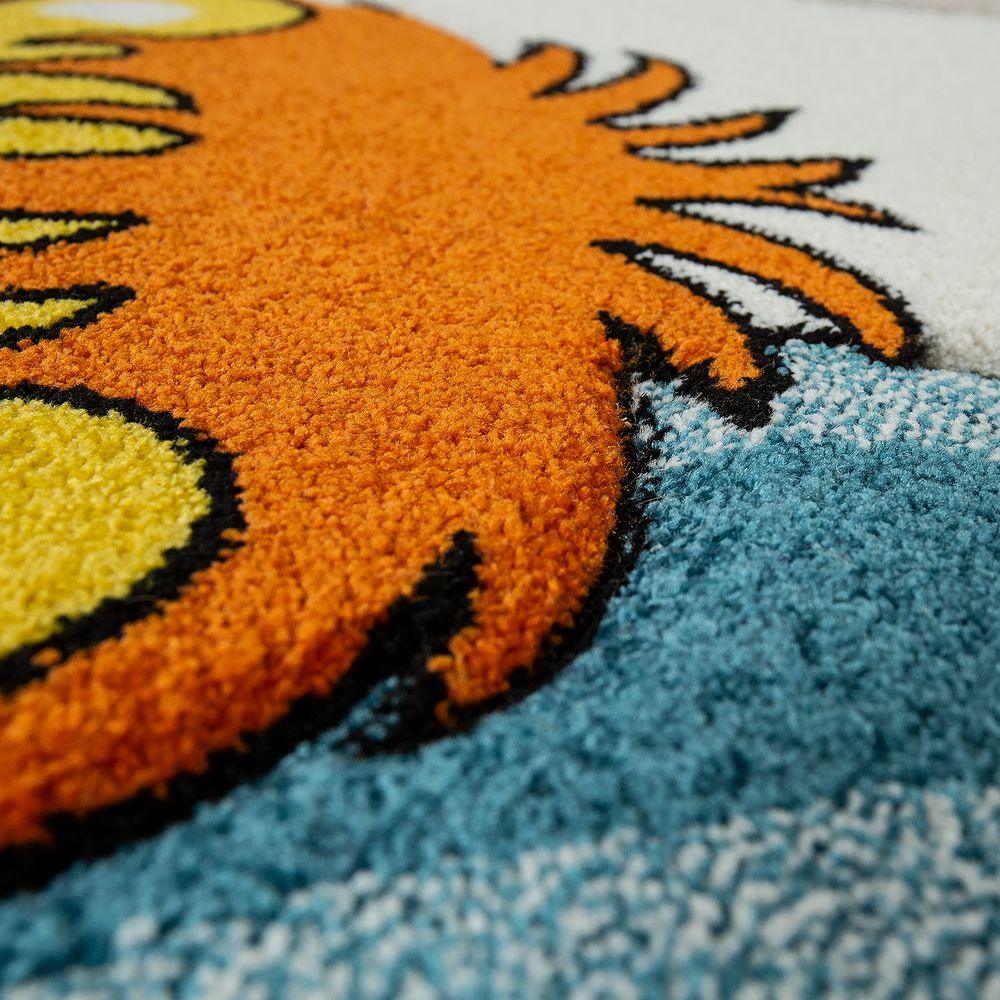 Kids Room Rug Lilo Cute Zoo Animals with 3D Effect - Cream Colorful-2