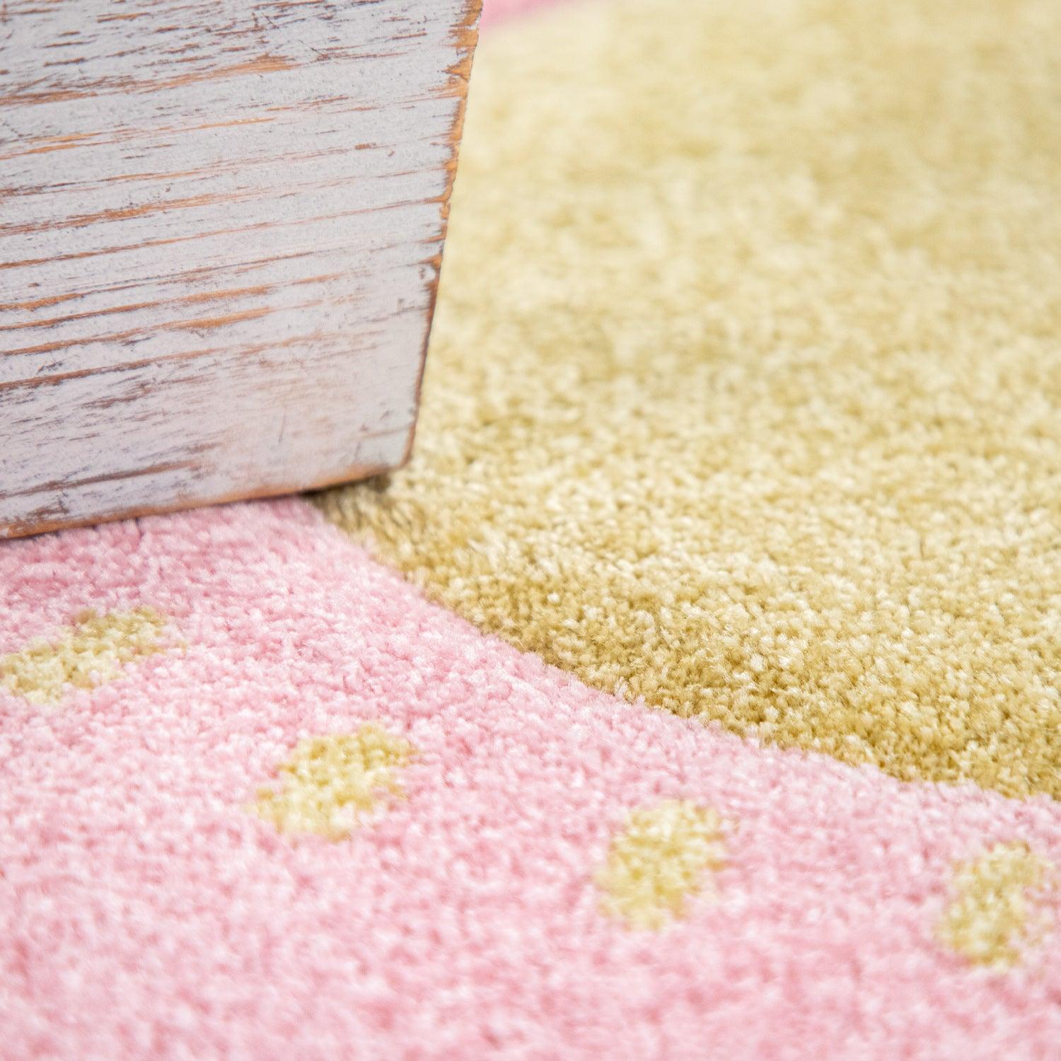 Kids Rug Cosmo with Rainbow & Clouds in Colorful Pink-1