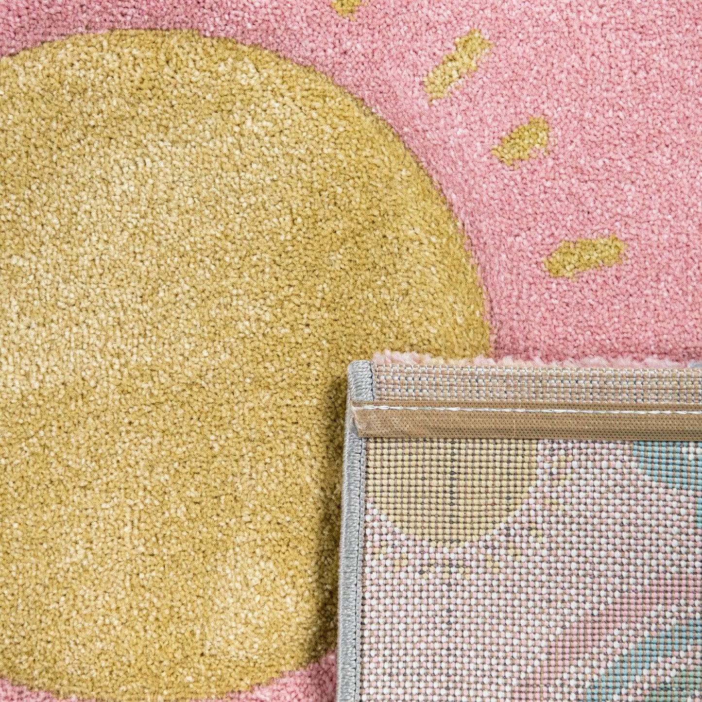 Kids Rug Cosmo with Rainbow & Clouds in Colorful Pink-3