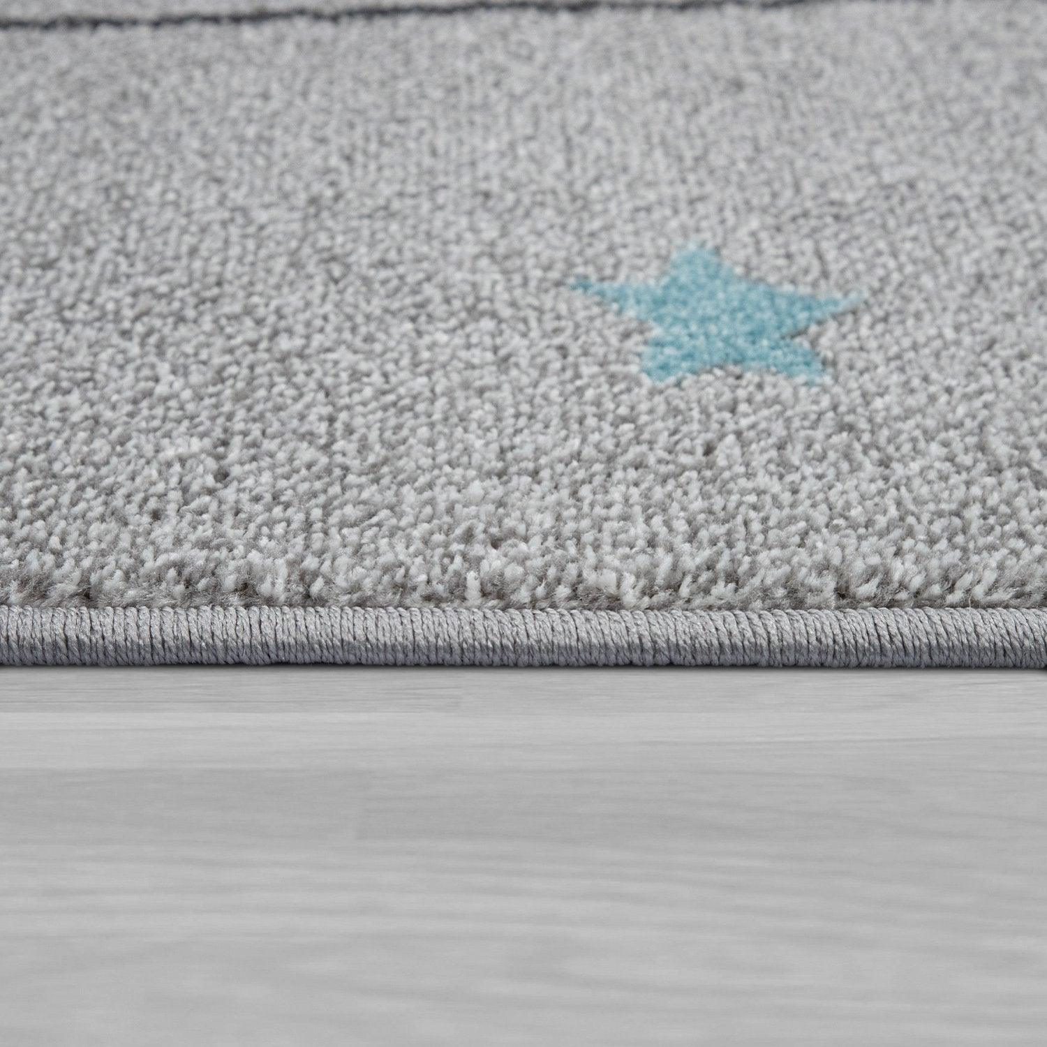Kids Rug Nino Cute Elephant for Nursery in Grey-1