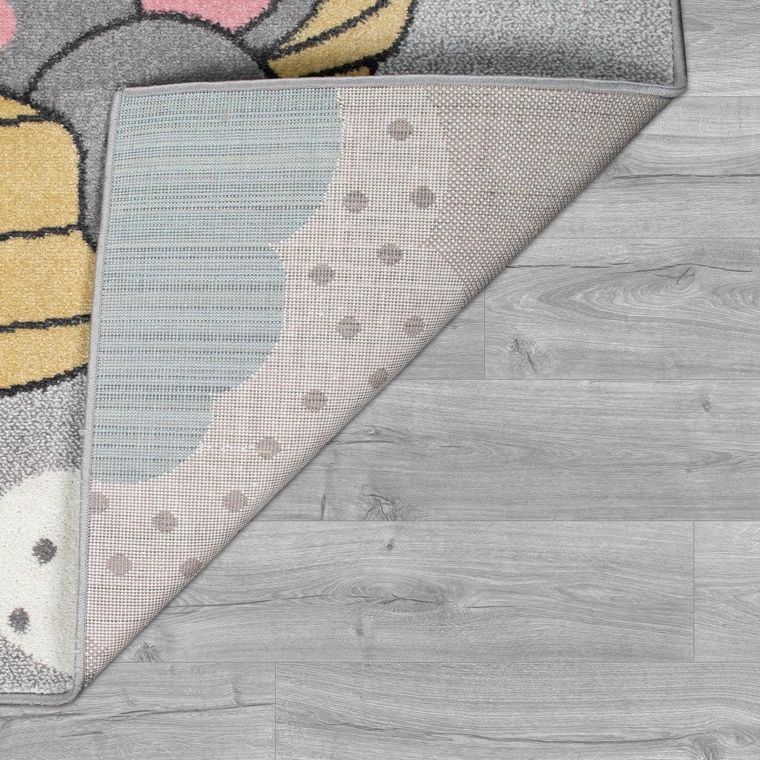 Kids Rug Nino Cute Elephant for Nursery in Grey-2