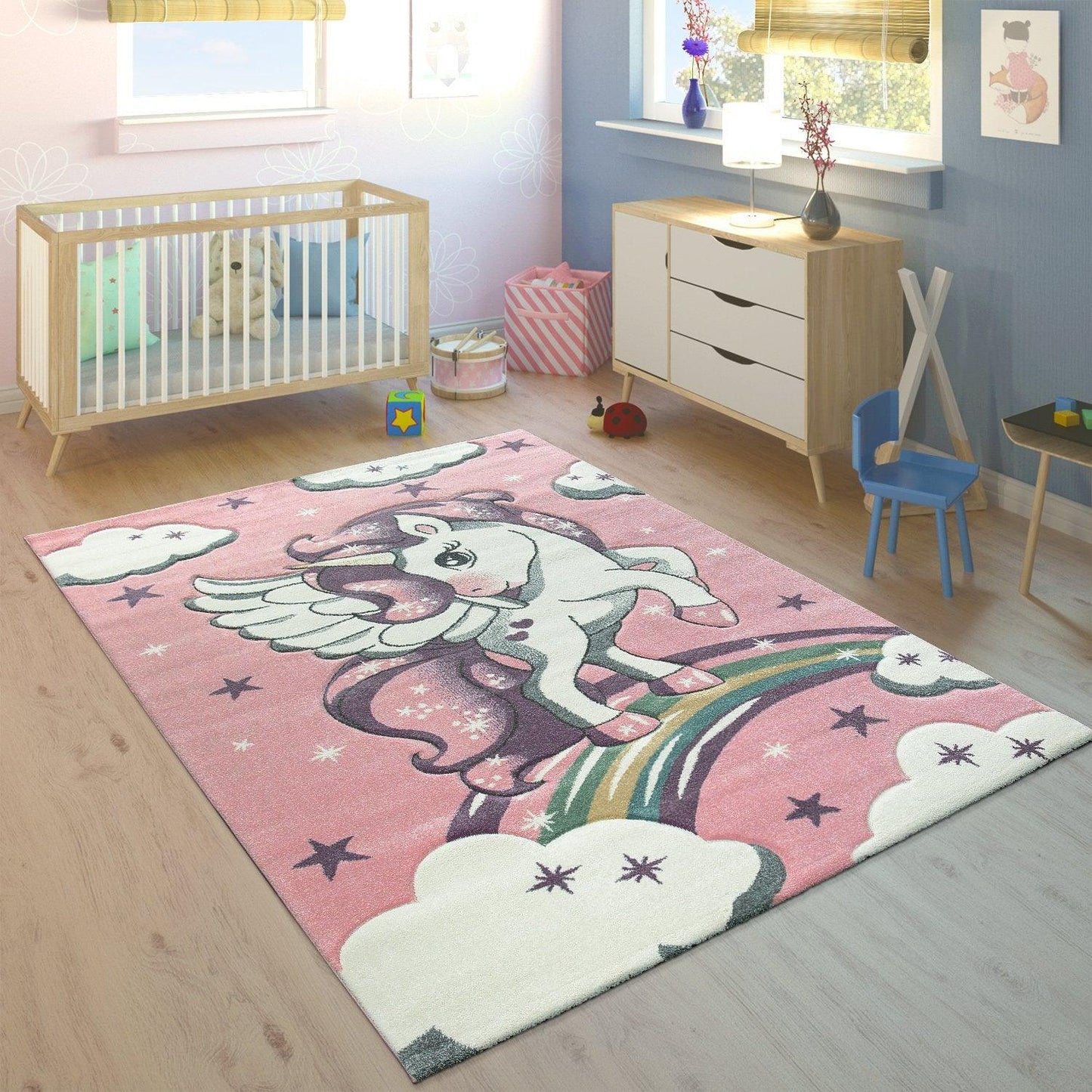 Kids Rug Rainbow Unicorn Pastel Pink-0
