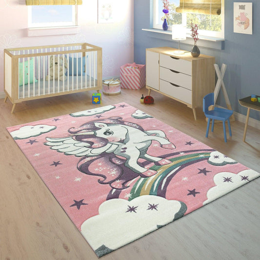 Kids Rug Rainbow Unicorn Pastel Pink-0