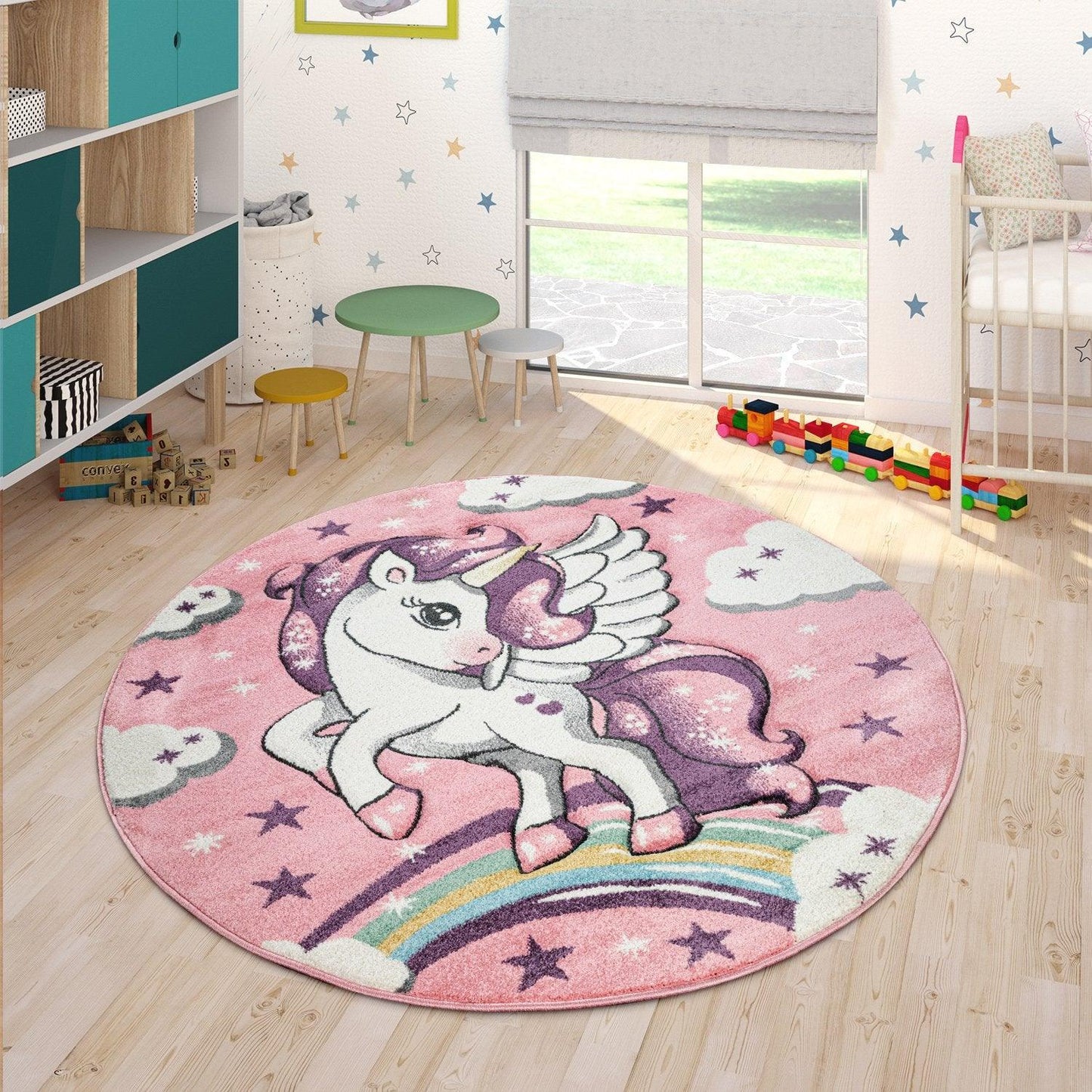 Kids Rug Rainbow Unicorn Pastel Pink-2