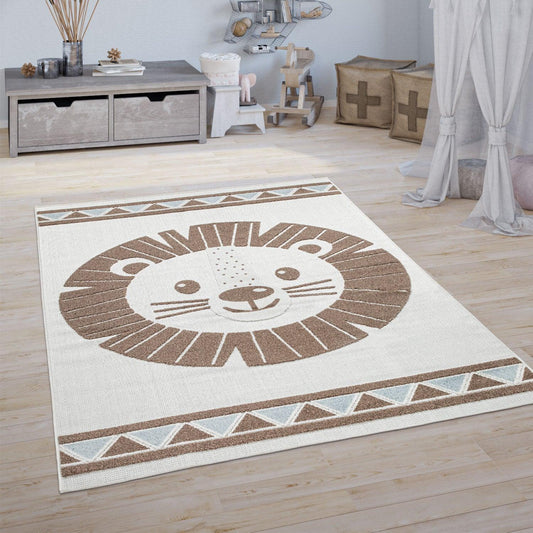 Kids Rug Tweet Happy Lion Play-Mat in Beige-0