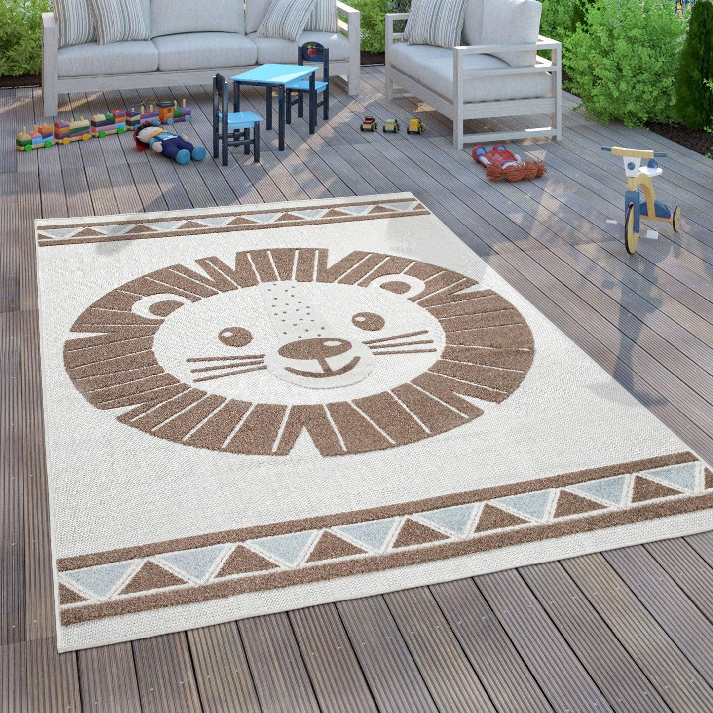 Kids Rug Tweet Happy Lion Play-Mat in Beige-1