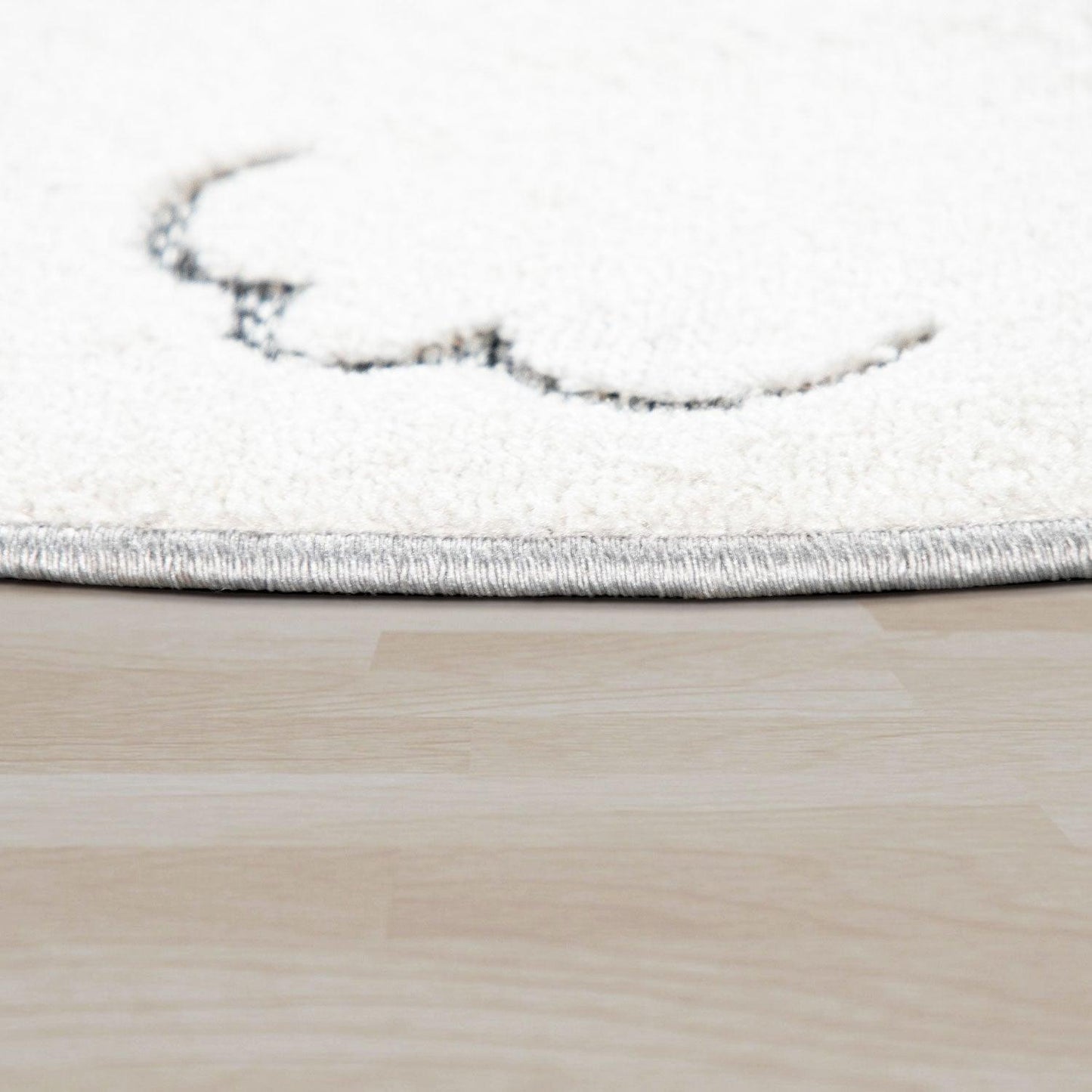 Kids Rug Tweet Round Play Mat Llama Motif in Mottled Grey-3