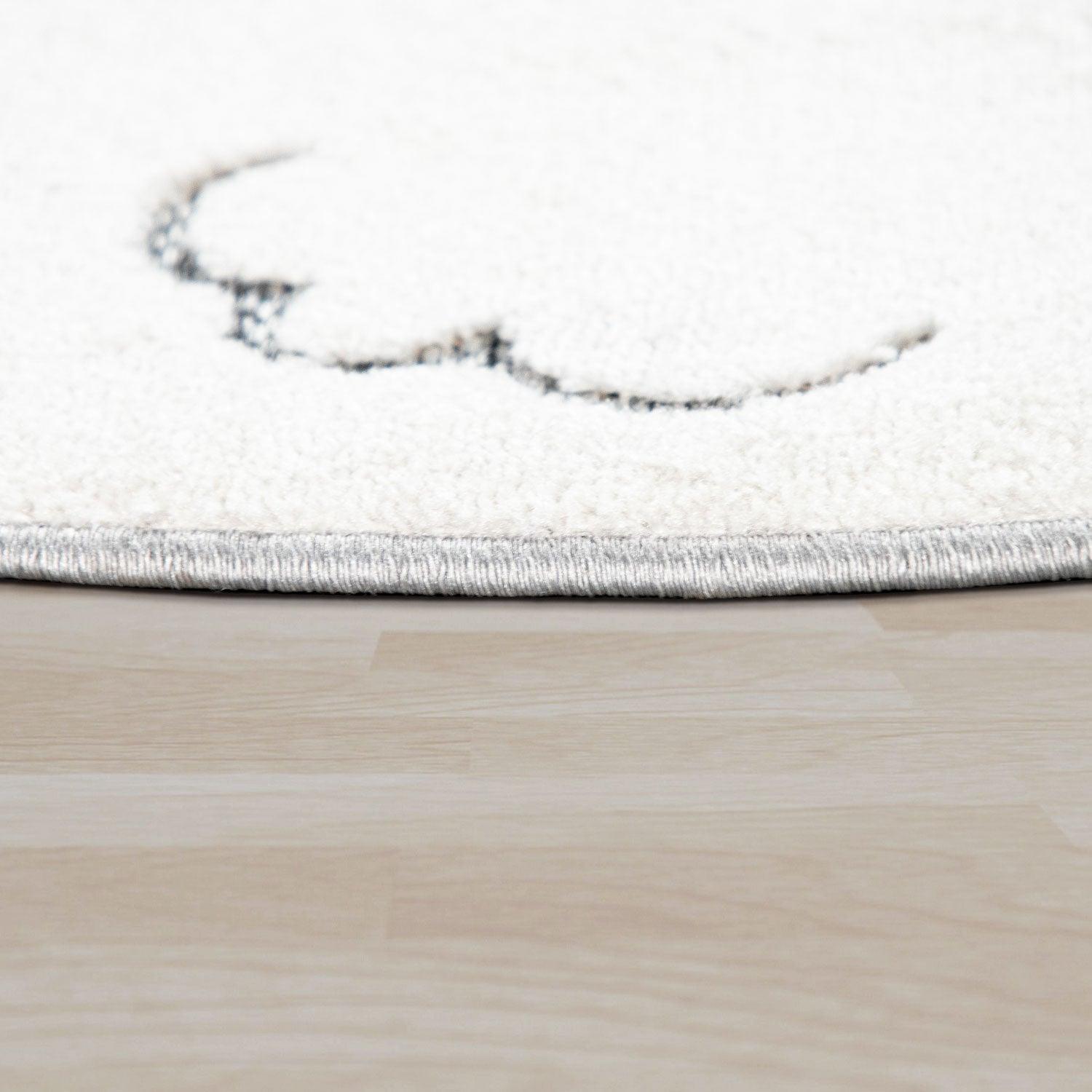 Kids Rug Tweet Round Play Mat Llama Motif in Mottled Grey-3