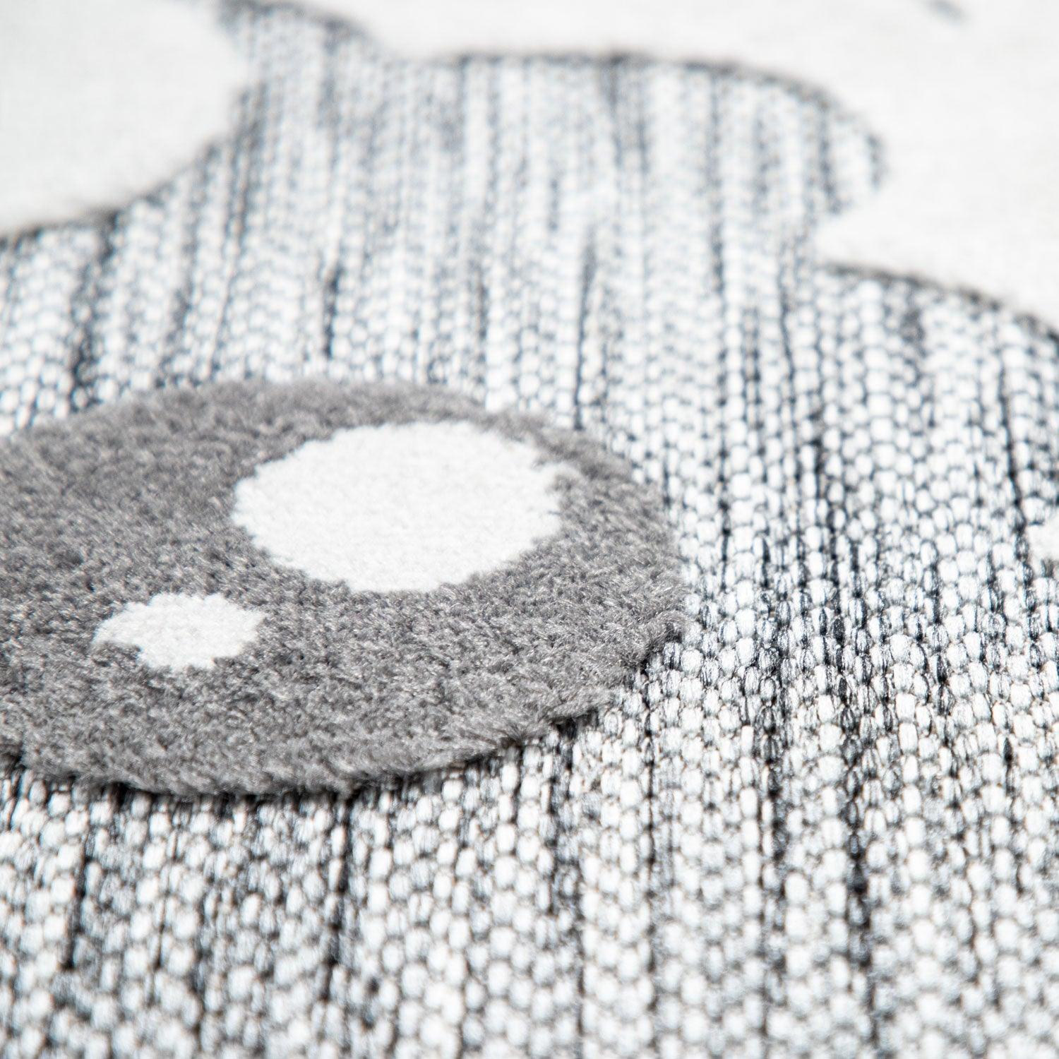 Kids Rug Tweet Round Play Mat Llama Motif in Mottled Grey-4