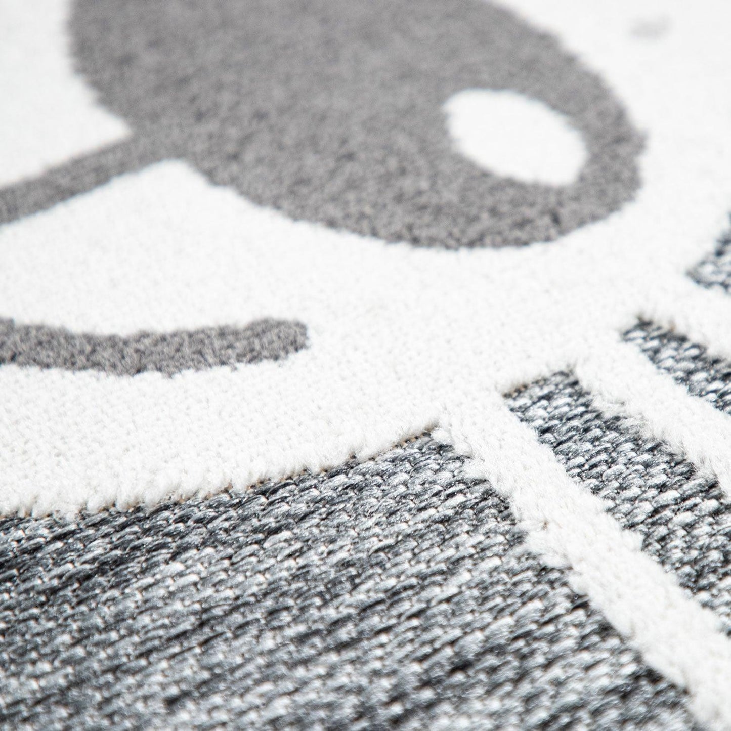Kids Rug Tweet with Lion Face Round Play Mat in Grey-1