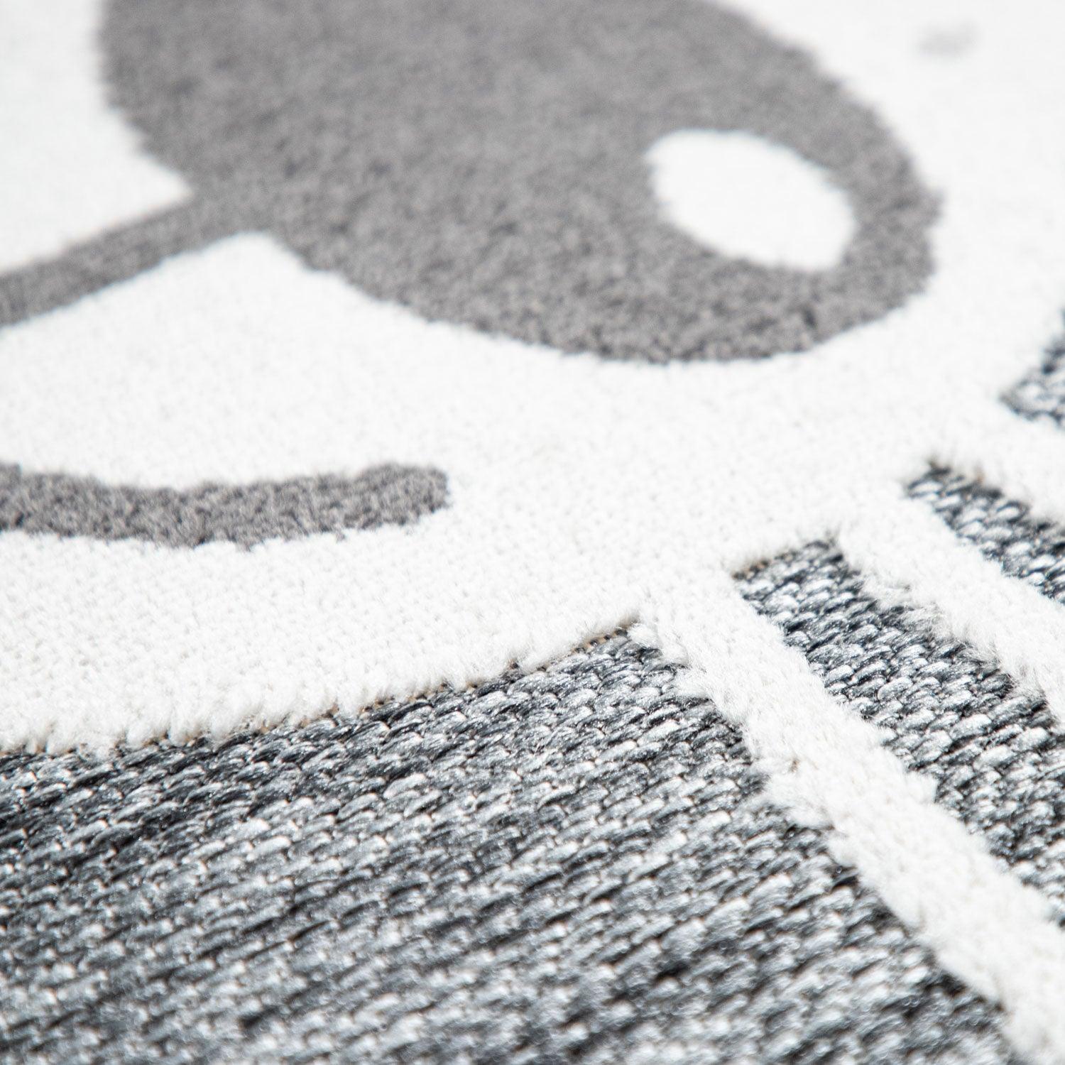 Kids Rug Tweet with Lion Face Round Play Mat in Grey-1