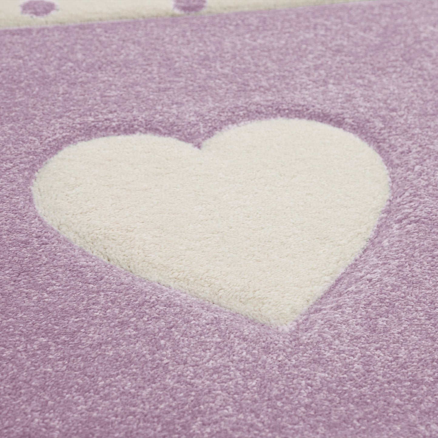 Nursery Rug Kids Checked Dots Hearts Crowns in Pastel Purple Grey-1