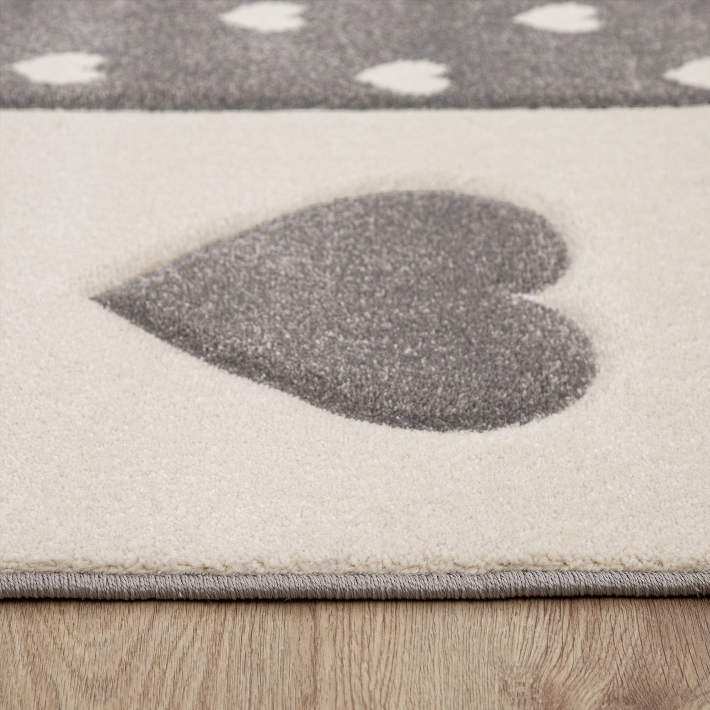 Nursery Rug Kids Checked Dots Hearts Crowns in Pastel Purple Grey-2
