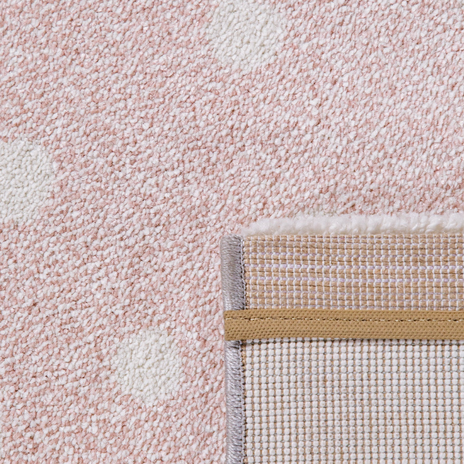 Kids Rug Cosmo Checkered with Rainbows & Hearts - Pink White-3