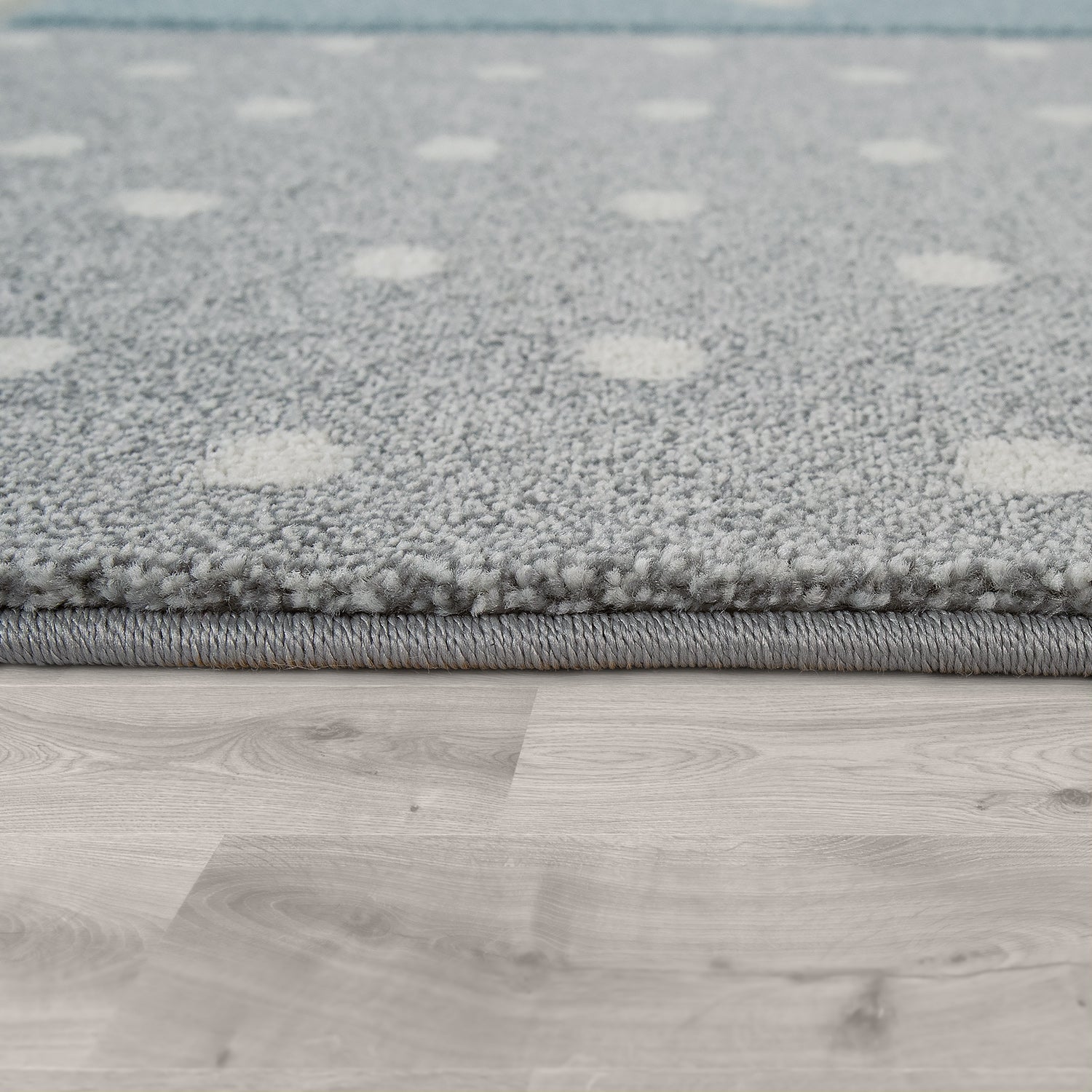 Nursery Rug Cosmo Checkered with Stars in Pastel Blue White-4