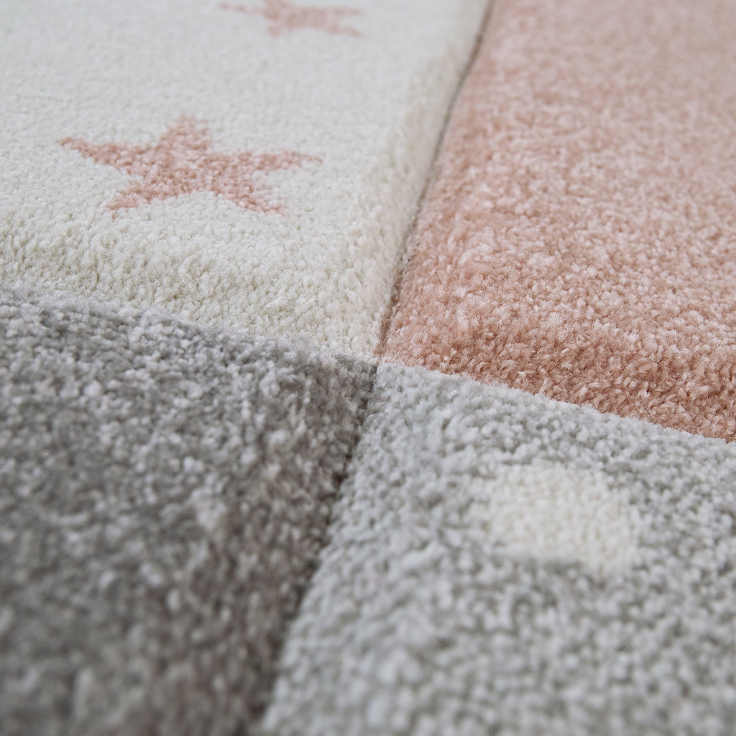 Nursery Rug Cosmo Checkered with Stars in Pastel Pink White-4