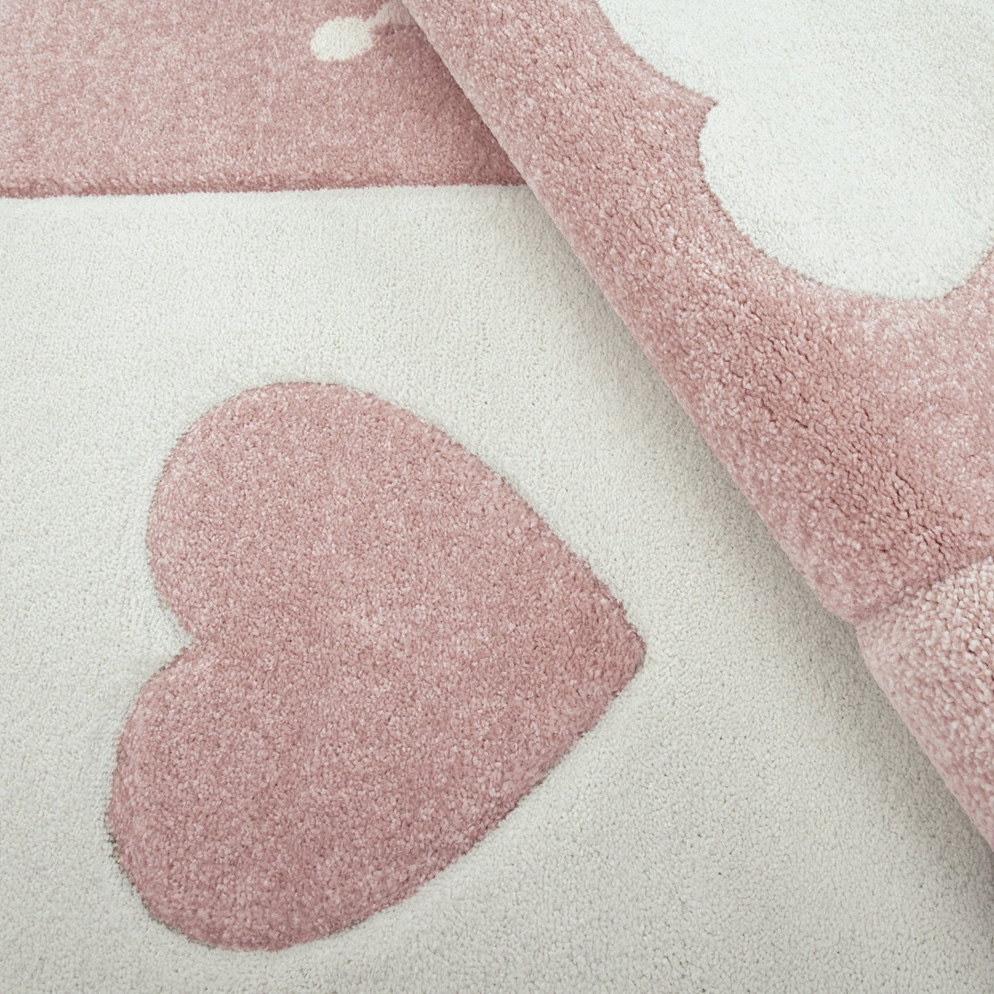 Kids Rug Dots Hearts Crowns Checked White Pink Pastel-2