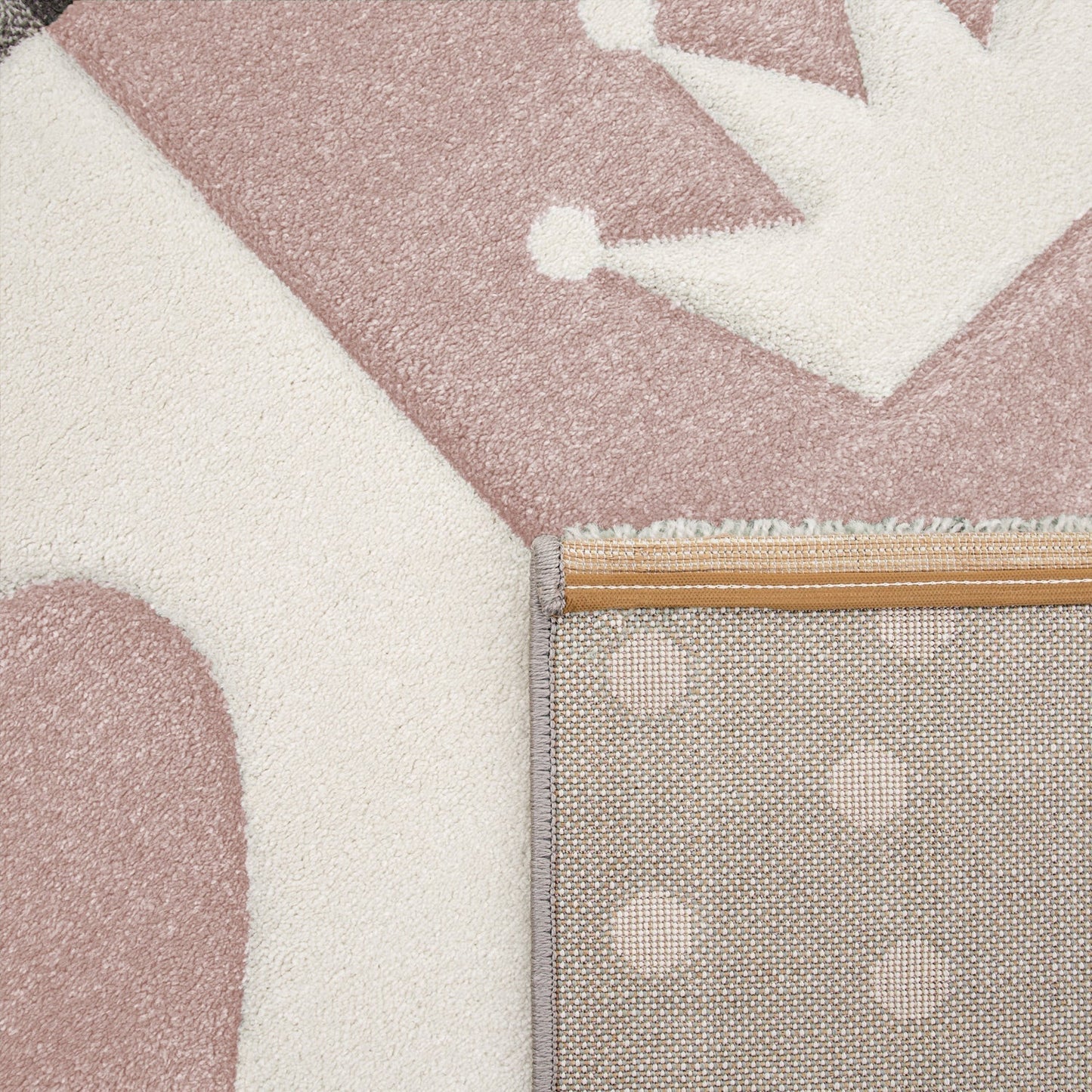 Kids Rug Dots Hearts Crowns Checked White Pink Pastel-4