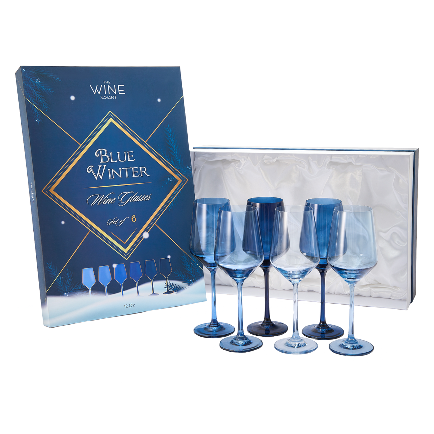 Blue Winter Wine Glasses | Set of 6 | Navy Blue Colors-0