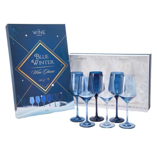 Blue Winter Wine Glasses | Set of 6 | Navy Blue Colors-0