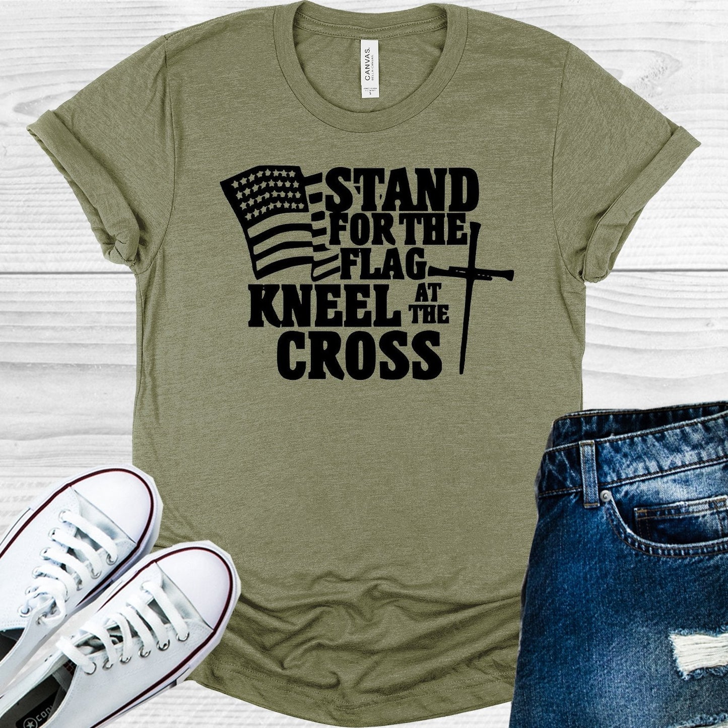 Stand for the Flag Kneel for the Cross Graphic Tee