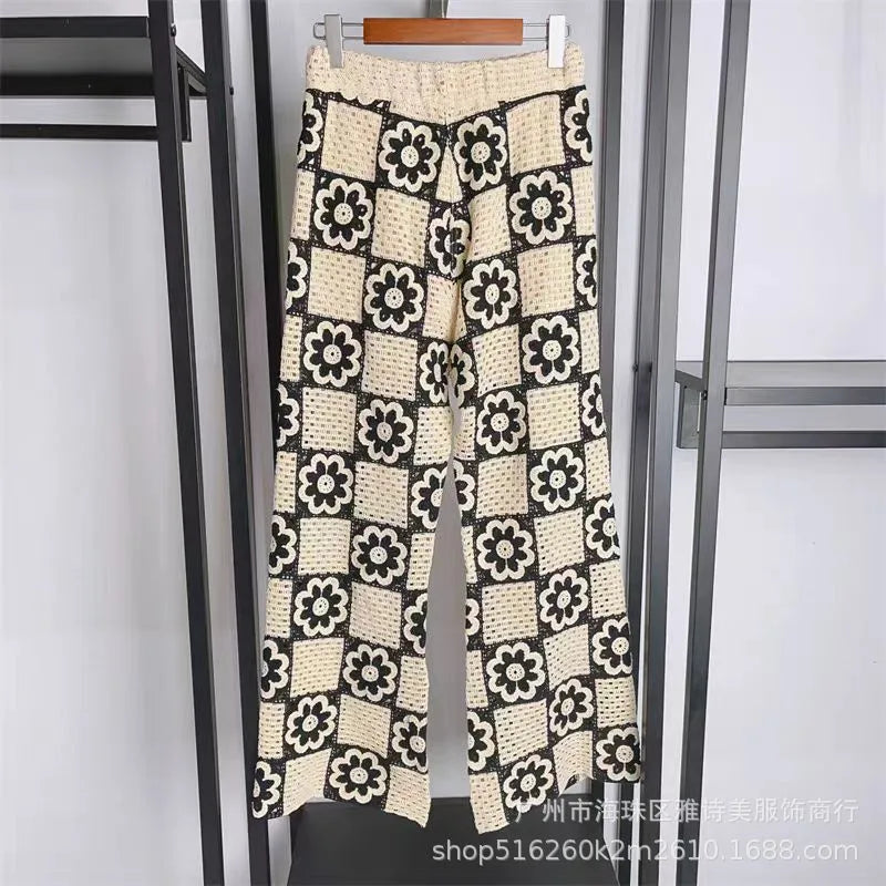 Summer New Fashion French Style Knitted Hollow Out Sleeveless Wide Leg Pants Two Piece Set Women Casual Retro Style Hooked Flower Summer New Fashion French Style Knitted Hollow Out Sleeveless Wide Leg Pants Two Piece Set Women Casual Retro Style Hooked Flower Summer New Fashion French Style Knitted Hollow Out Sleeveless Wide Leg Pants Two Piece Set Women Casual Retro Style Hooked Flower