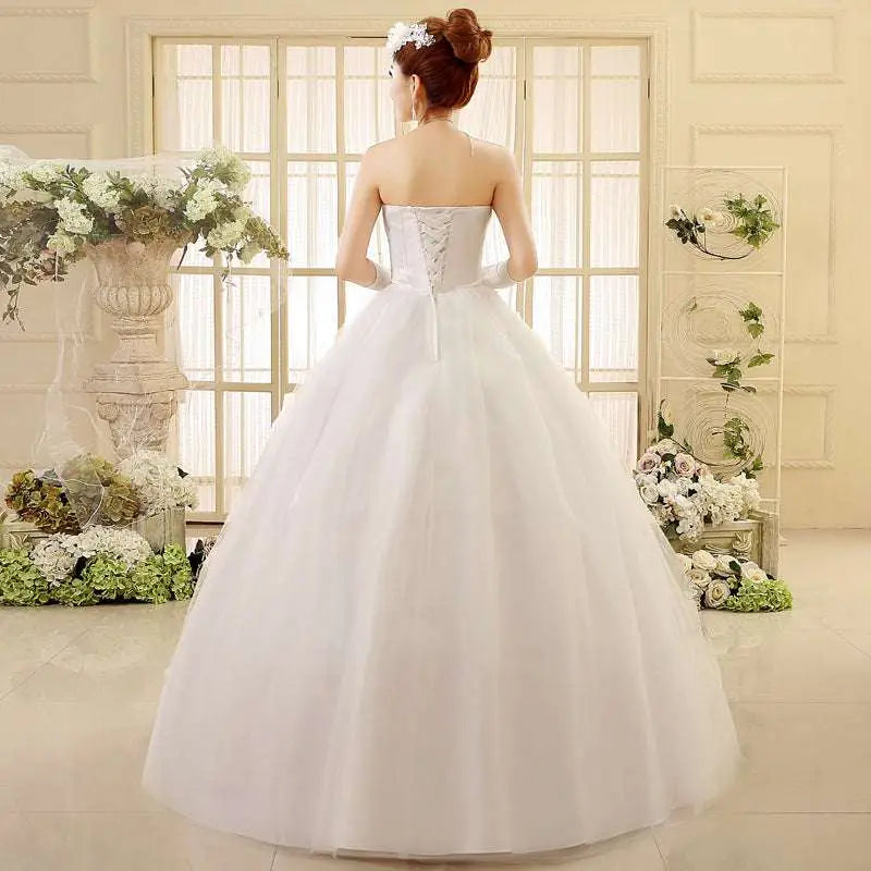 Korean Style Tube Top Lace Wedding Dress