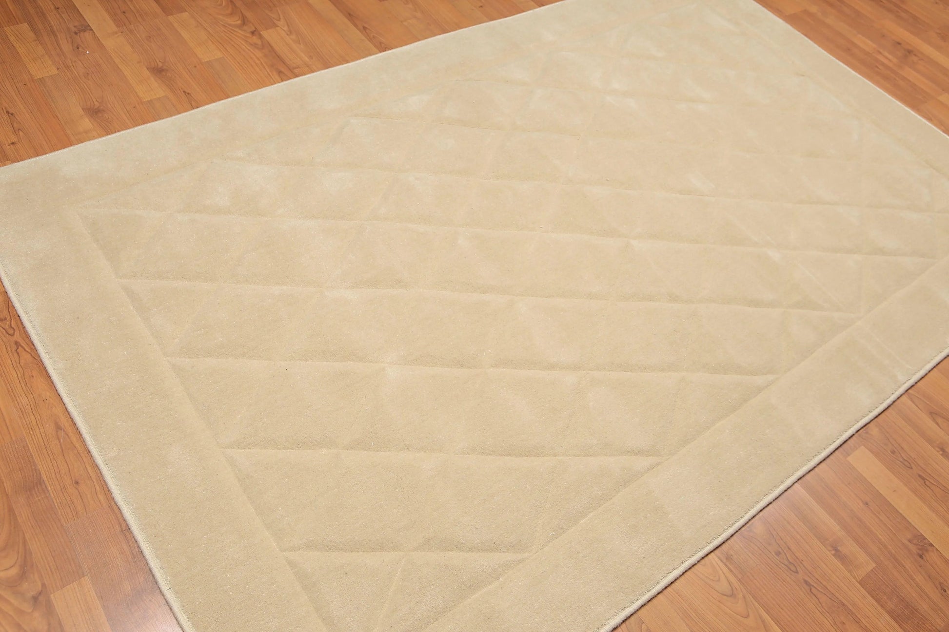 5' x 8' Designer Embossed Diamond Pattern 100% Wool Area Rug Beige-3