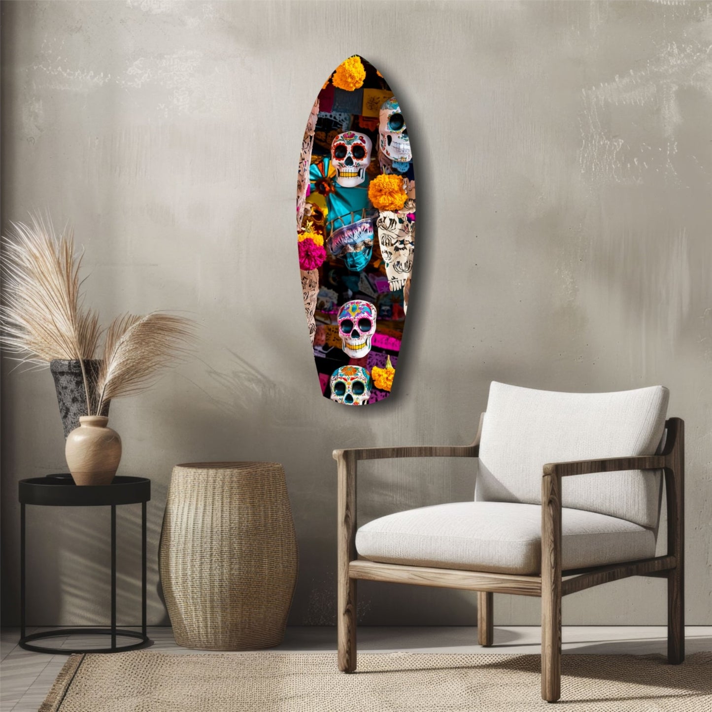 Colorful Skulls Glass Wall Art