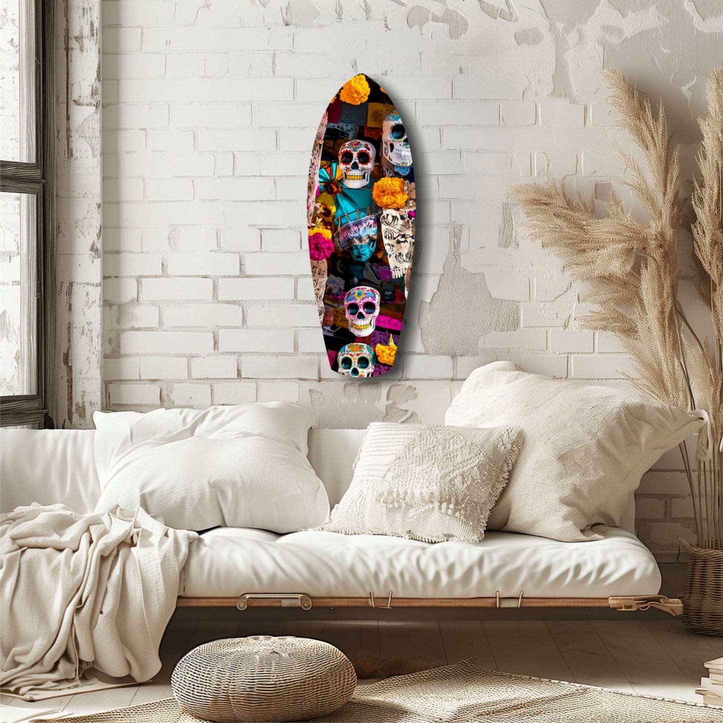 Colorful Skulls Glass Wall Art