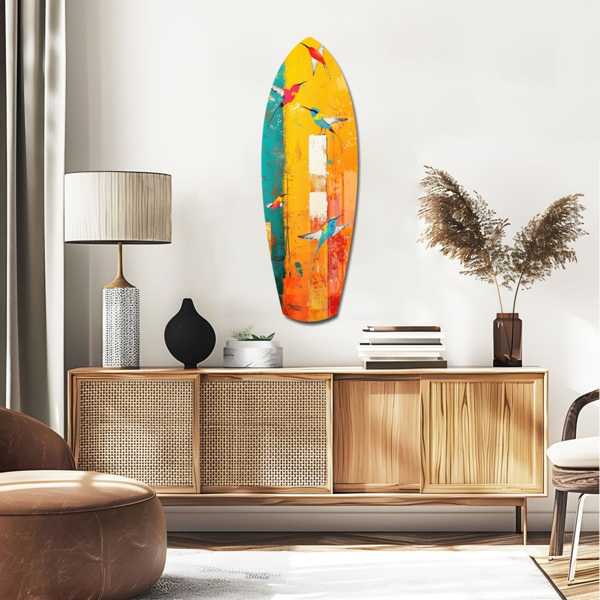 Birds in Colors Glass Wall Art