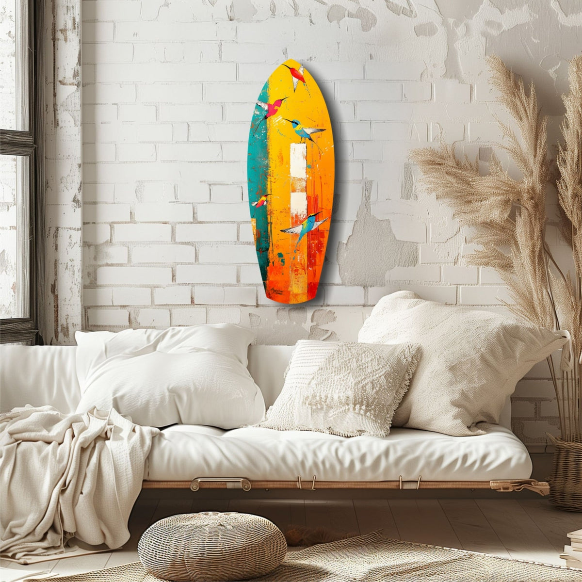 Birds in Colors Glass Wall Art