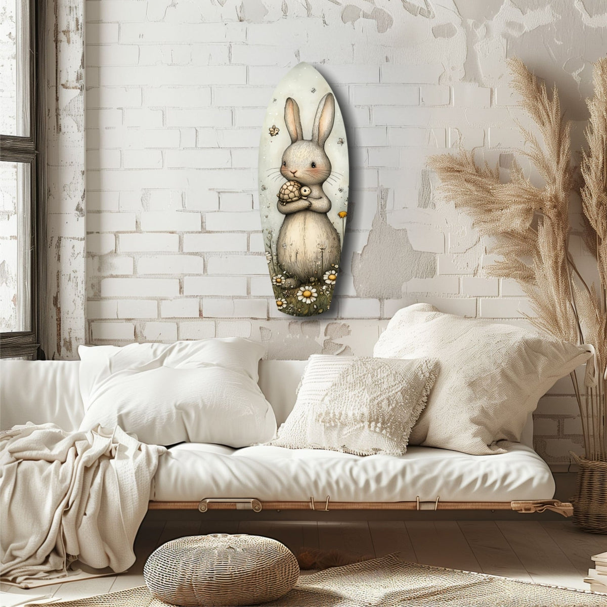 Cute Rabbit Glass Wall Art