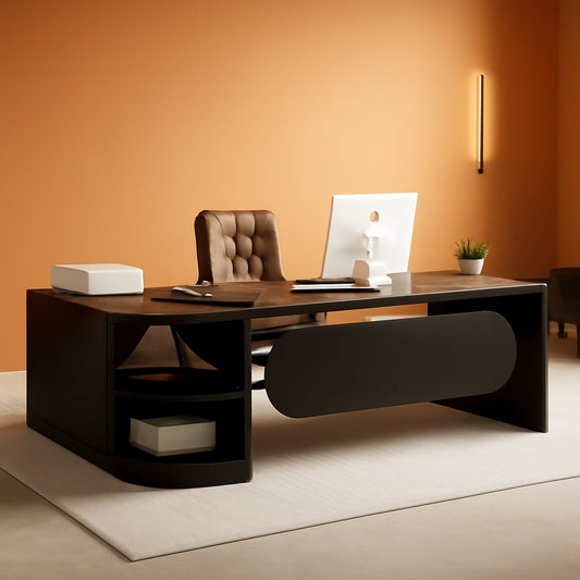 L Shaped Desk With Storage Shelves For Home Office-0