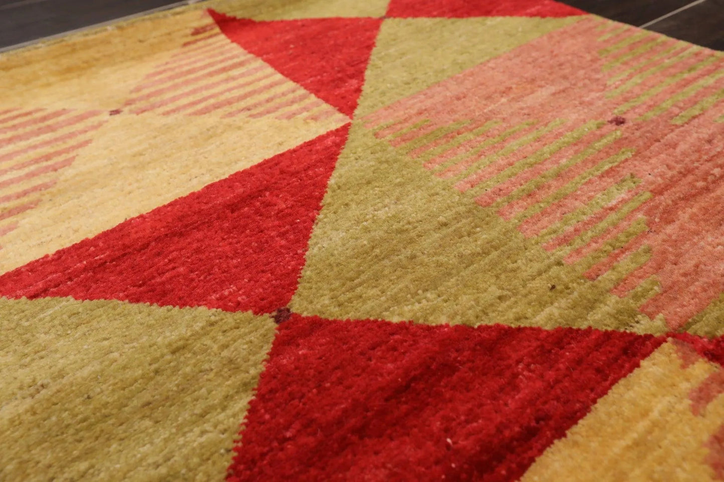 2'x4' Hand Knotted Contemporary Geometric Turkish Oriental Area Rug Gold-2