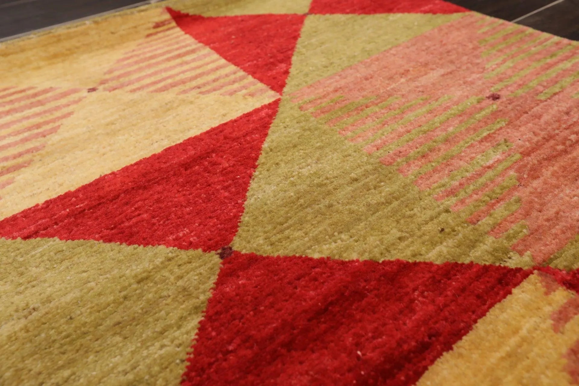 2'x4' Hand Knotted Contemporary Geometric Turkish Oriental Area Rug Gold-2