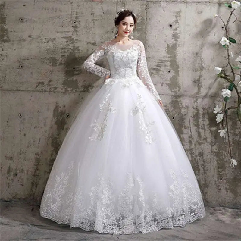 Lace and Beaded Floor Length Wedding Dress