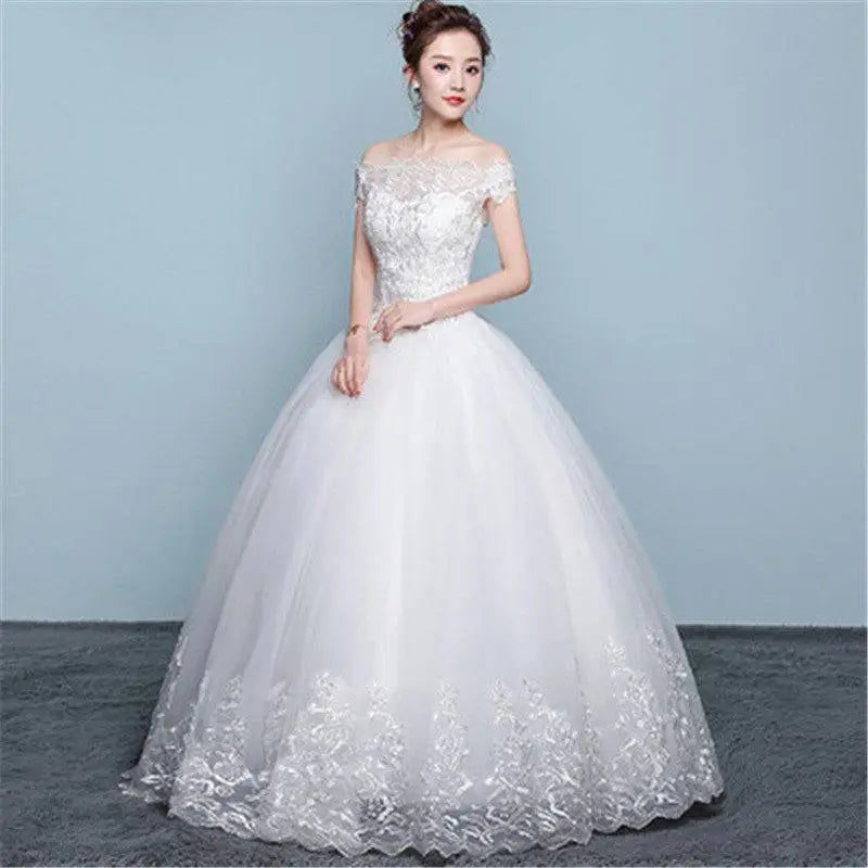 Lace and Beaded Floor Length Wedding Dress