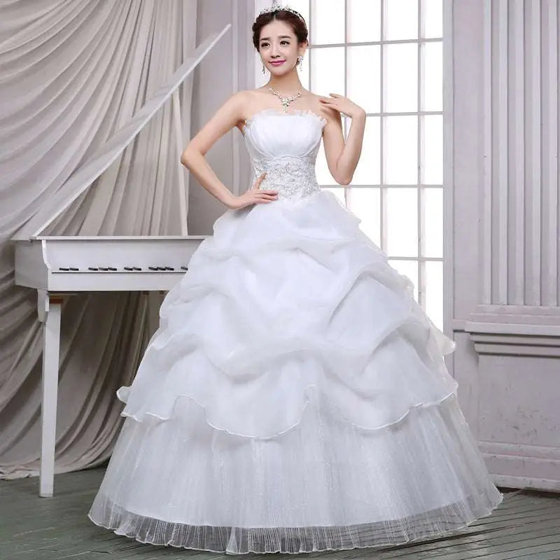 Lace and Beaded Tulle Bride Wedding Dress