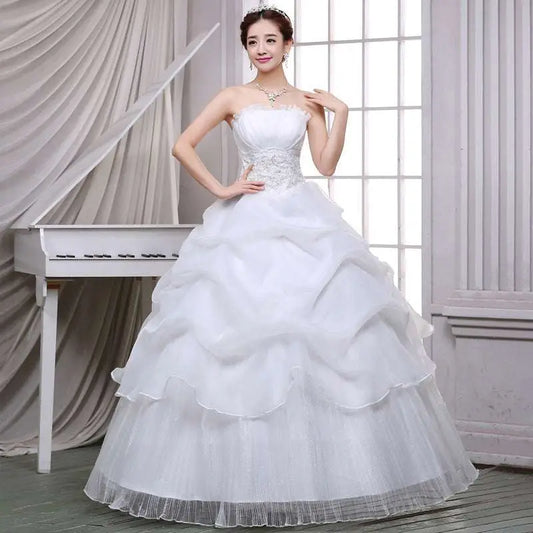 Lace and Beaded Tulle Bride Wedding Dress