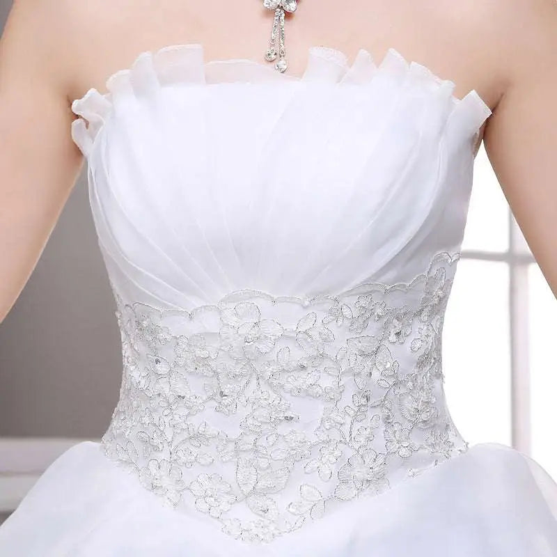 Lace and Beaded Tulle Bride Wedding Dress