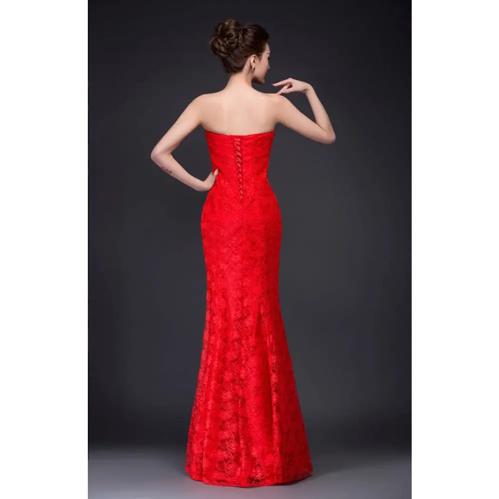 Lace Mermaid Wedding Dress Long Dress Fuchsia
