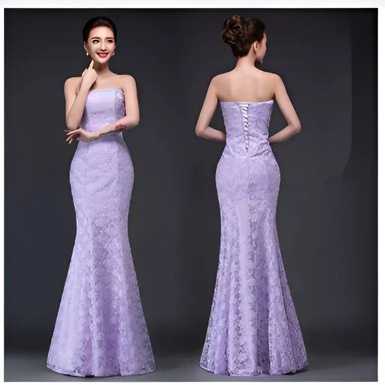 Lace Mermaid Wedding Dress Long Dress Fuchsia