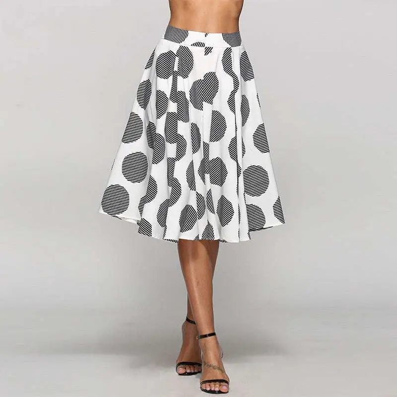 Large Polka Dot Round Slim Fit A-Line Skirt