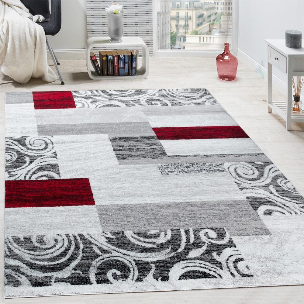 Large Rug Interior Floral Pattern Mottled Light Grey Red-0